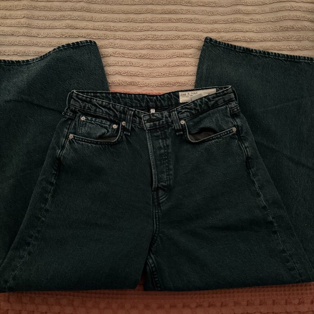 NWOT Rag and Bone Deep Blue High Rise Wide Leg Button Fly Jeans / never worn - Picture 7 of 8